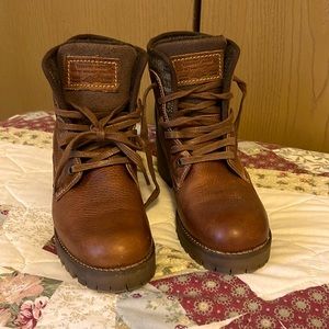 Bull Boxer Leather Handmade Chunky Heel Lace-Up Carmen Lug Sole Boot Retro 9M